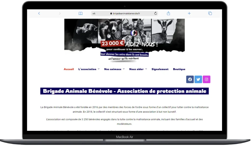 Site web brigade animal bénévole